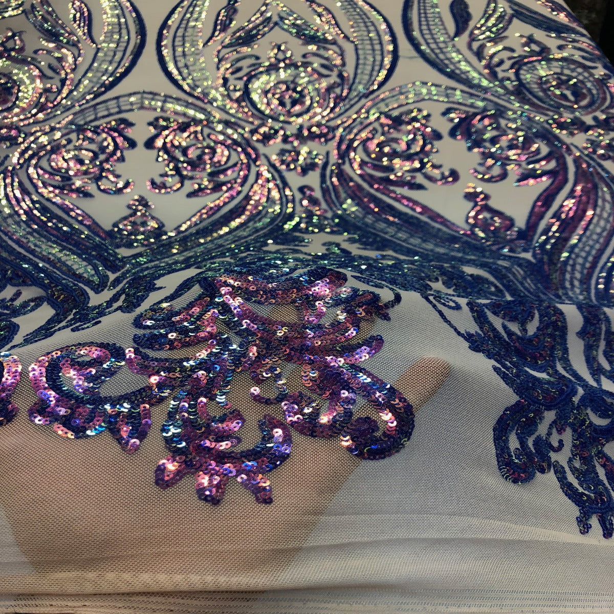 Catina Damask Stretch Sequins Fabric