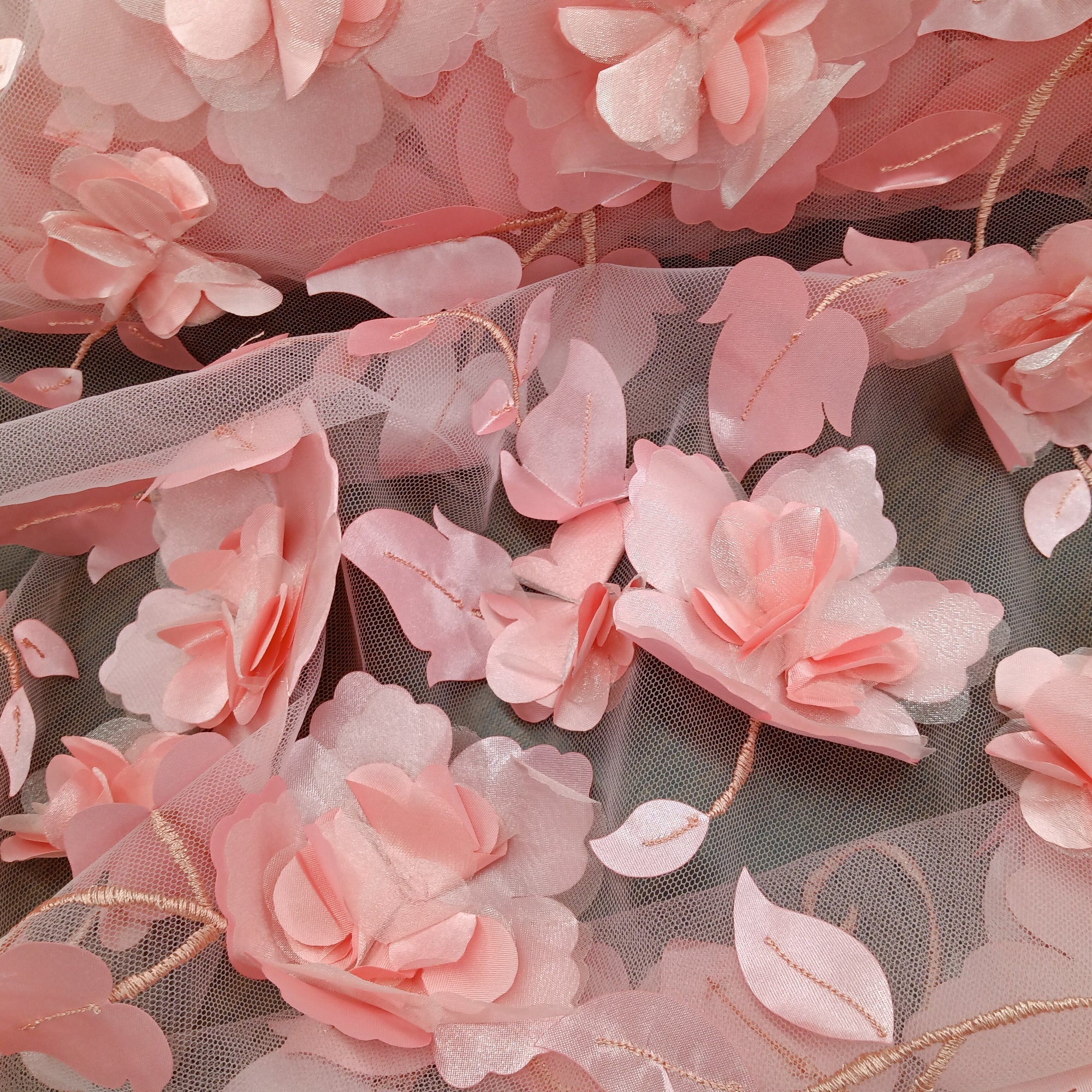 3D Floral Lace Fabric – Wedding, Dance & Quinceañera Dresses | Lace USA - GD-010