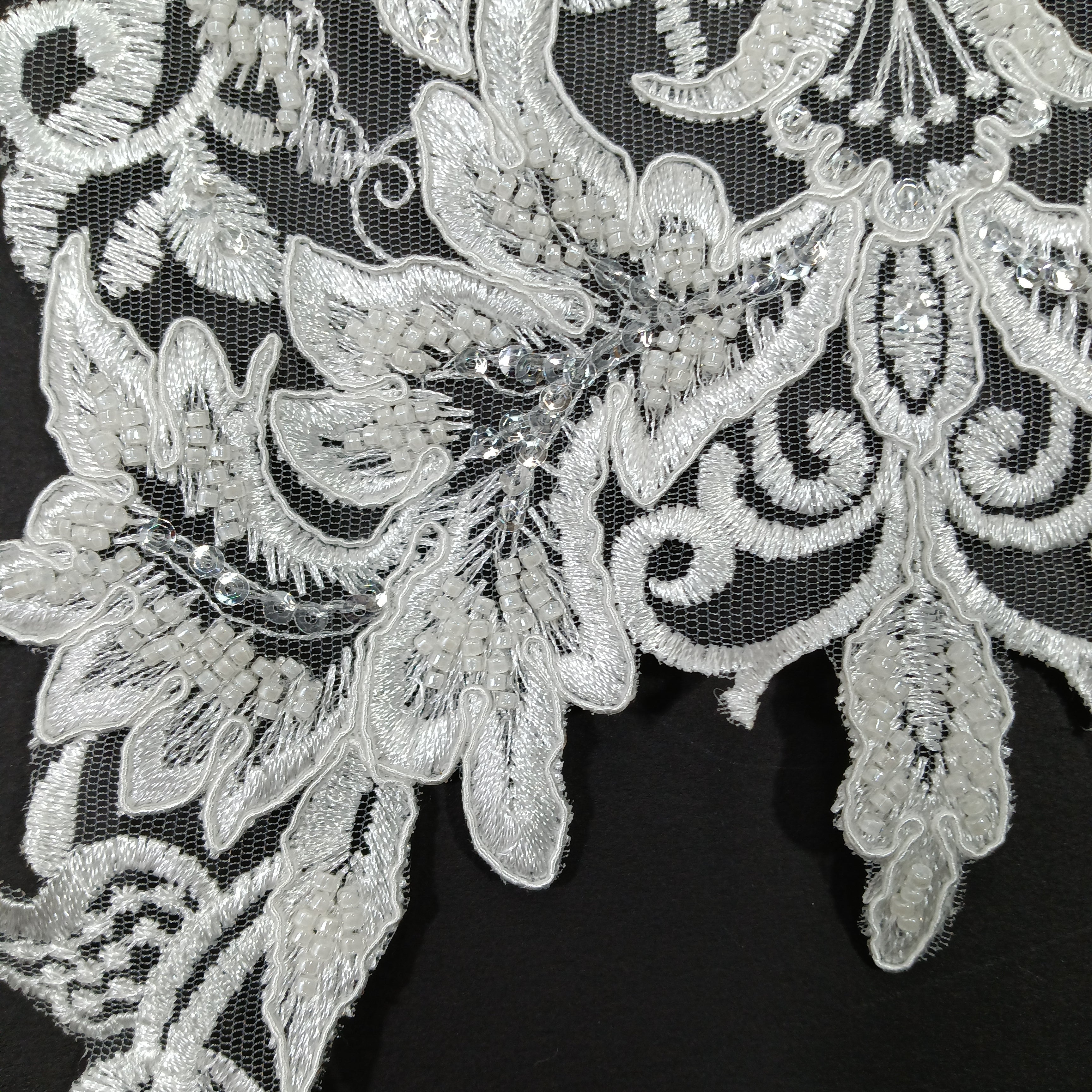 Beaded & Corded Lace Medallion Applique for Wedding Dresses, Quince Gowns | Lace USA - 97133W-HB