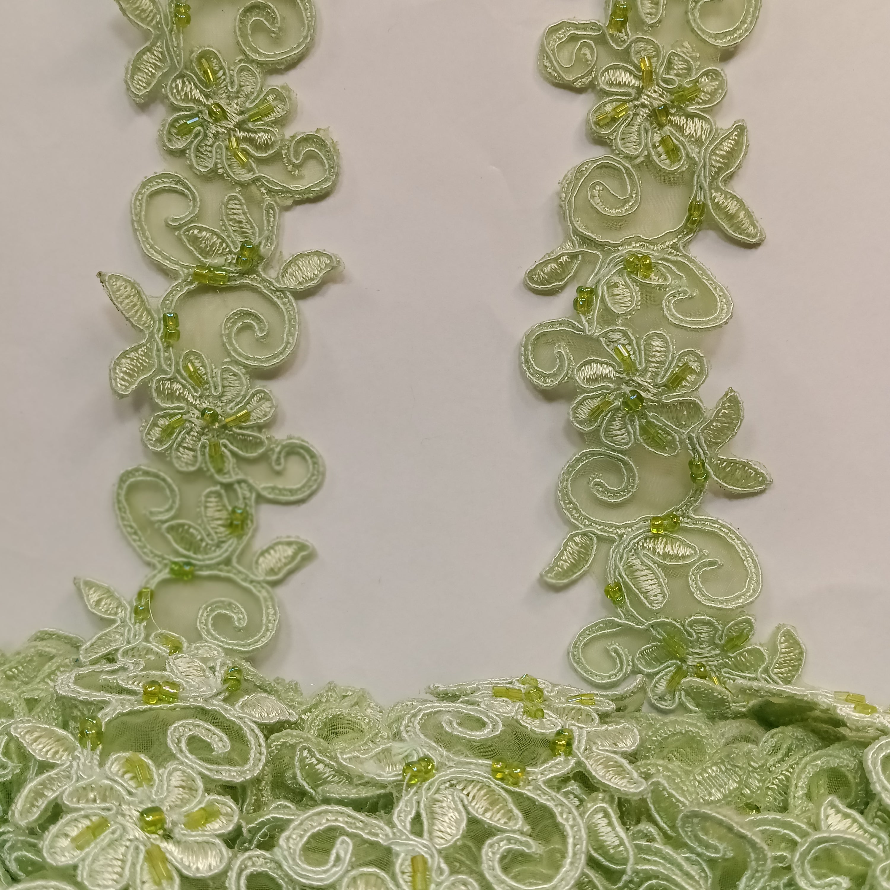 Beaded & Corded Lace Trimming Embroidered on 100% Polyester | Lace USA - 95221N-BP