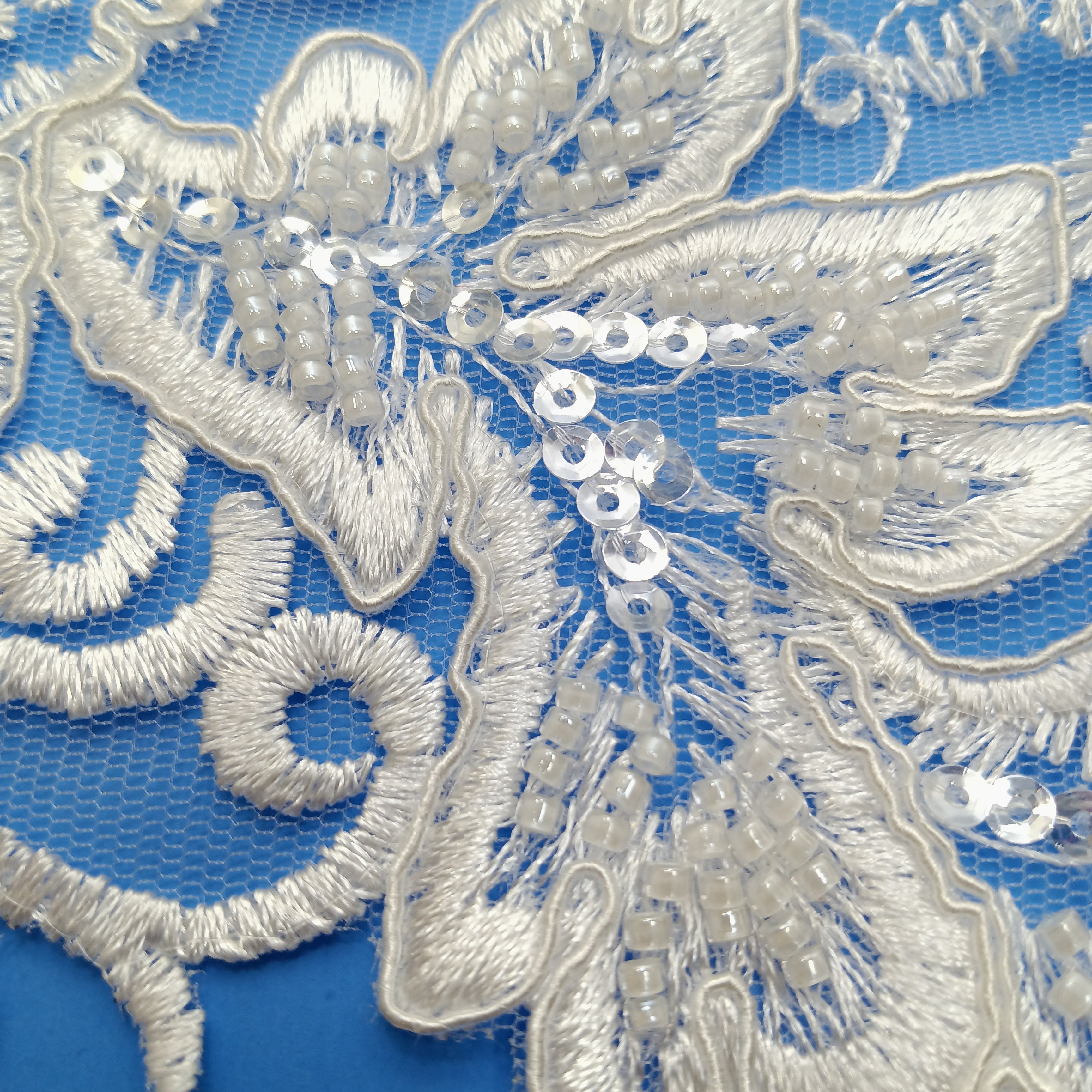 Beaded & Corded Lace Medallion Applique for Wedding Dresses, Quince Gowns | Lace USA - 97133W-HB