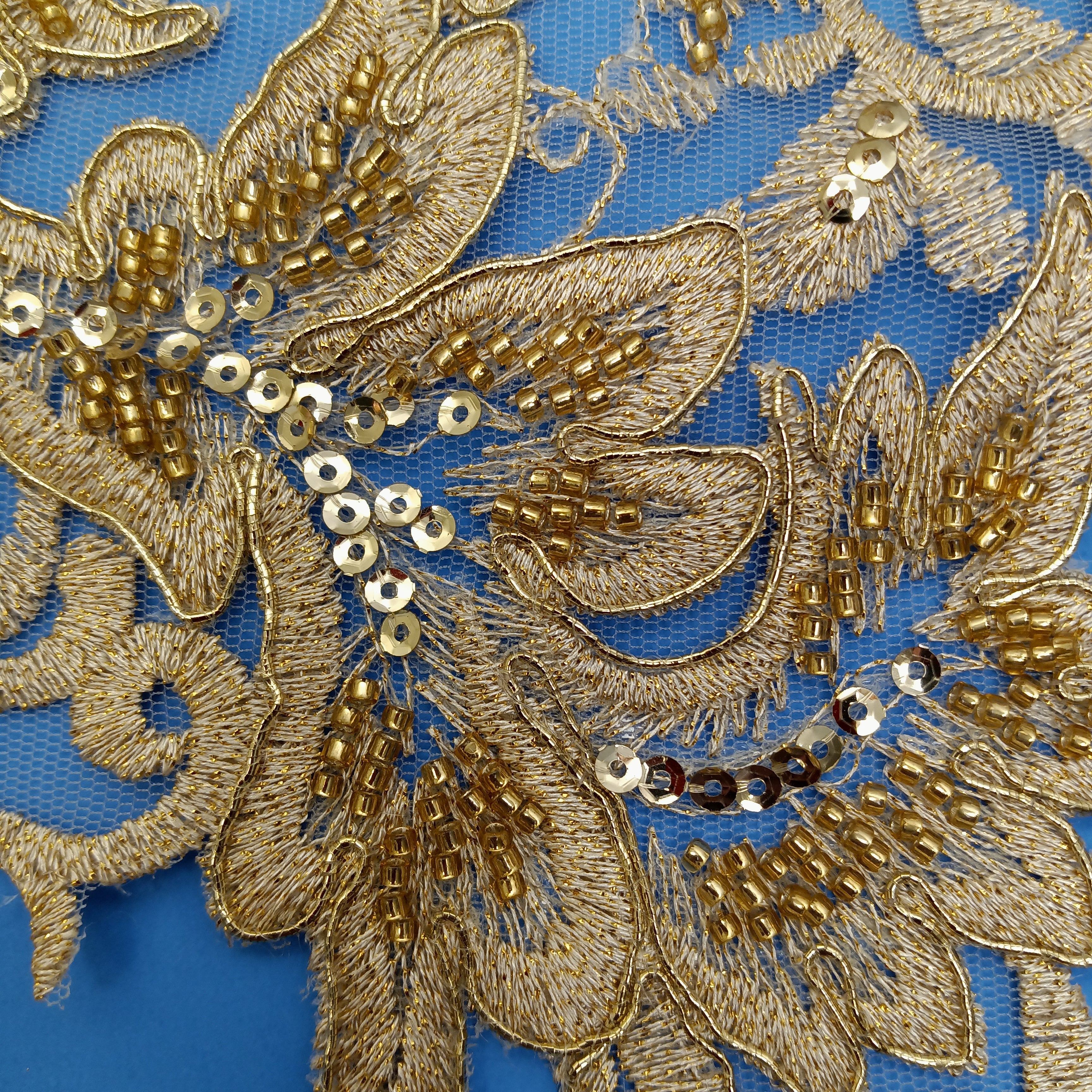 Beaded & Corded Lace Medallion Applique for Wedding Dresses, Quince Gowns | Lace USA - 97133W-HB