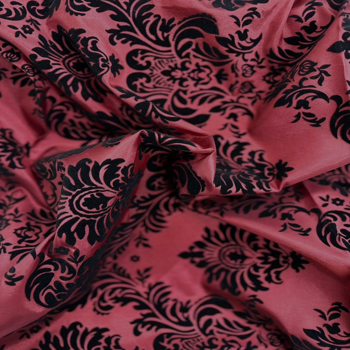 Damask Flocked Taffeta Fabric