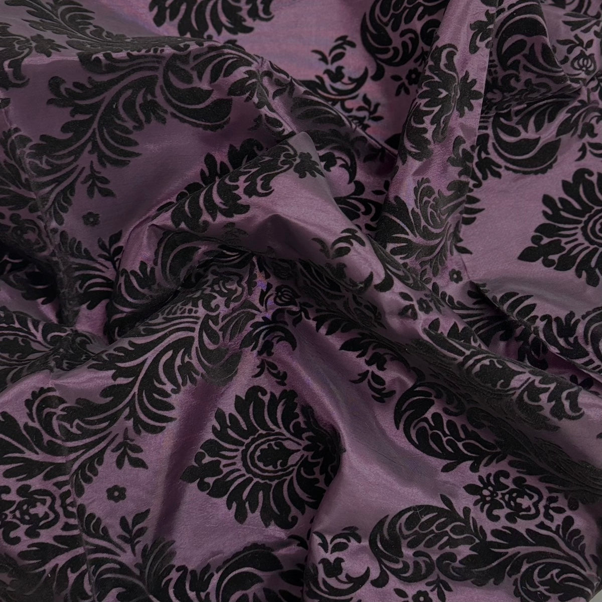 Damask Flocked Taffeta Fabric