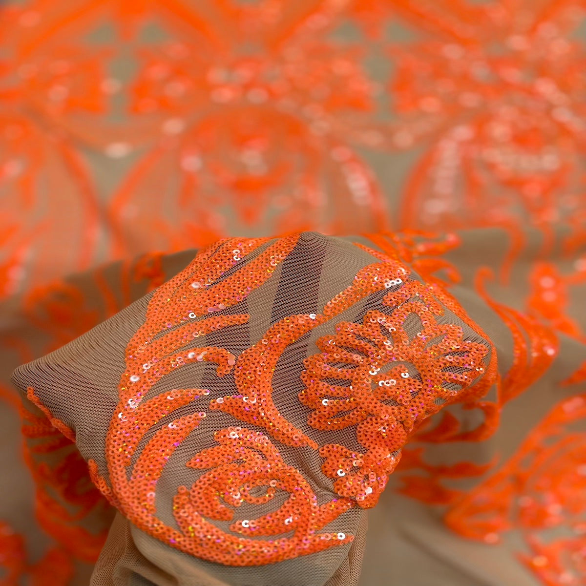 Catina Damask Stretch Sequins Fabric
