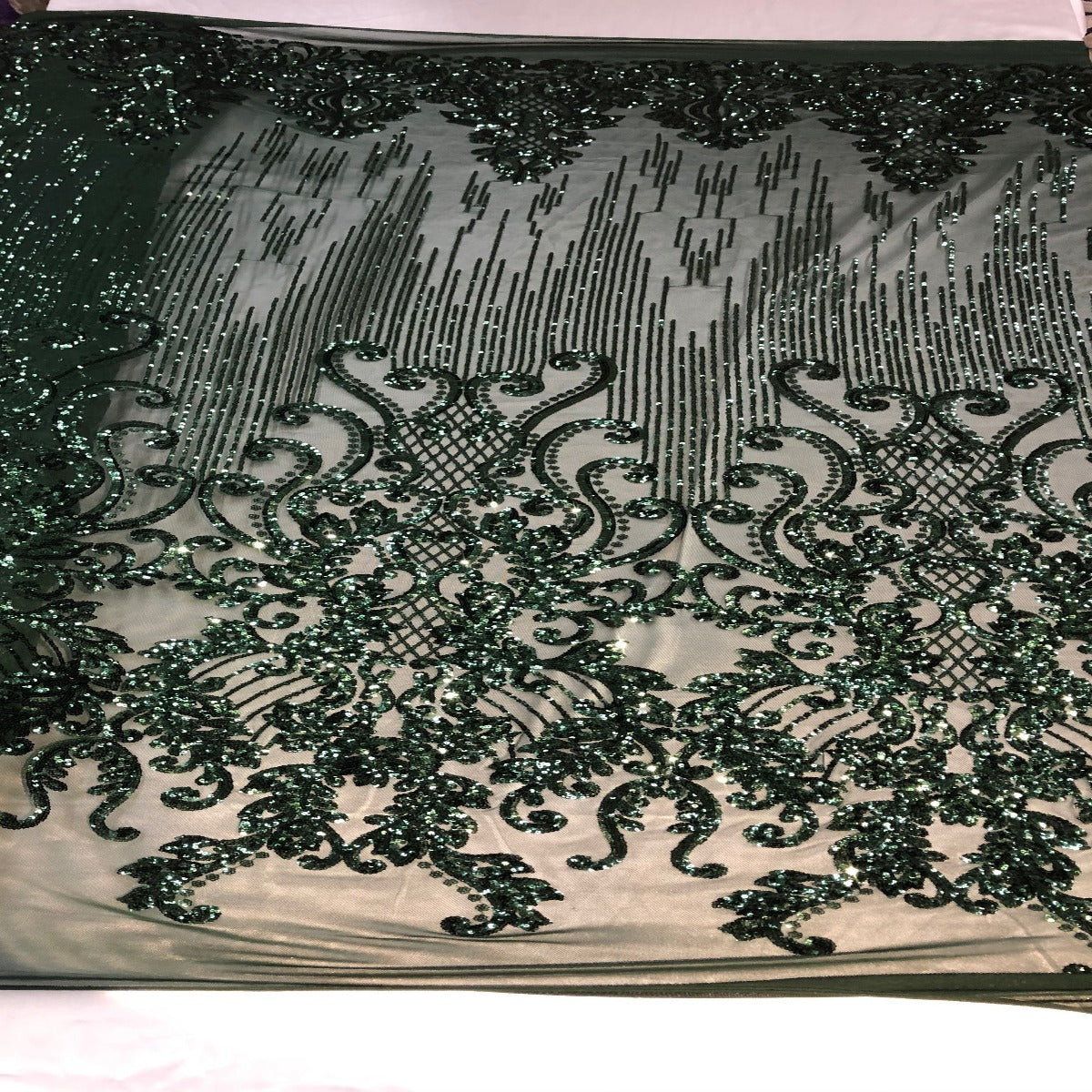 Alta Striped Damask Stretch Sequins Fabric