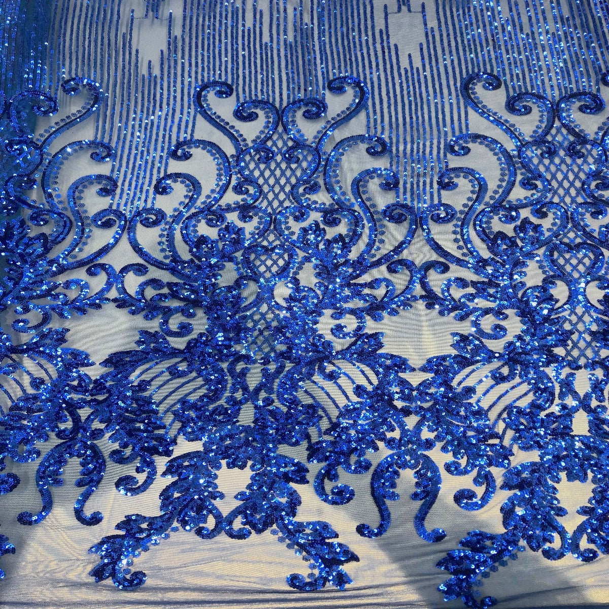 Alta Striped Damask Stretch Sequins Fabric