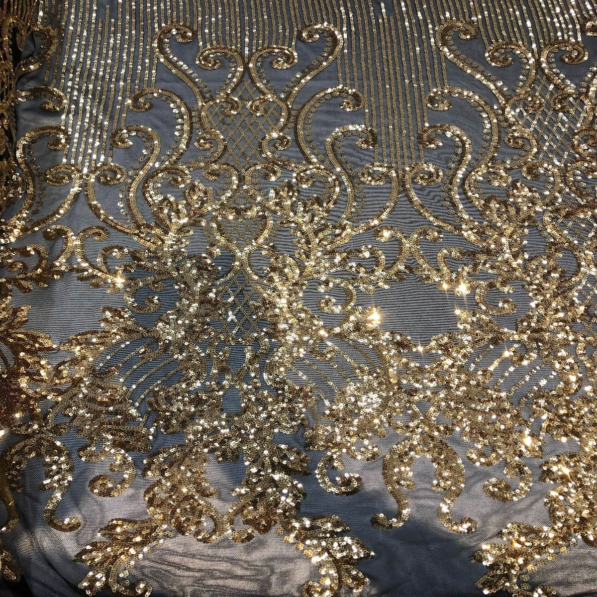 Alta Striped Damask Stretch Sequins Fabric