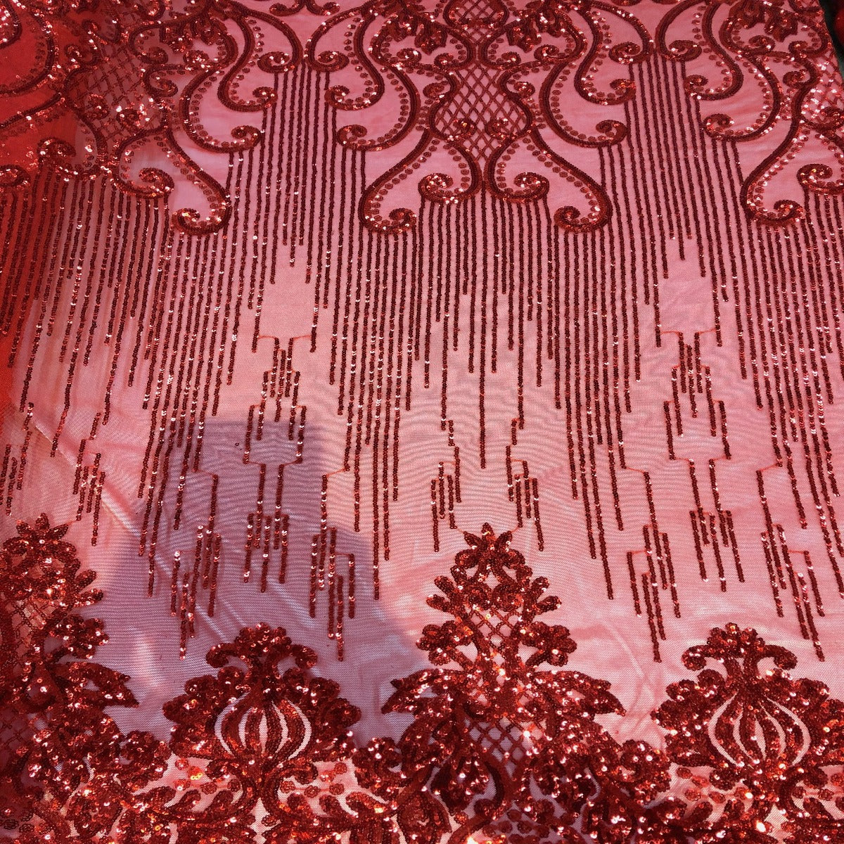 Alta Striped Damask Stretch Sequins Fabric