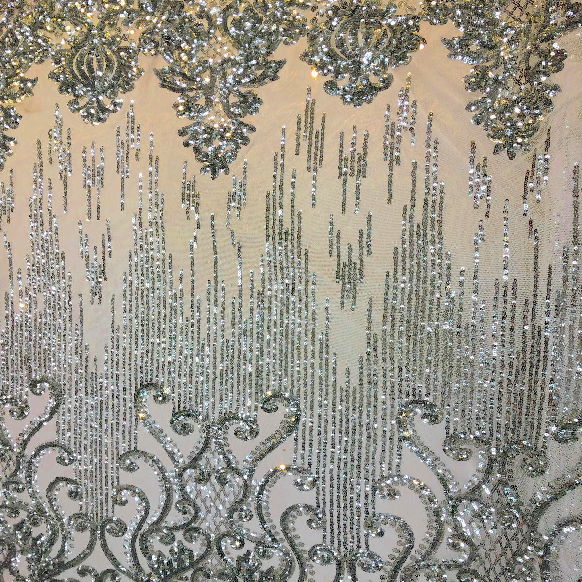 Alta Striped Damask Stretch Sequins Fabric