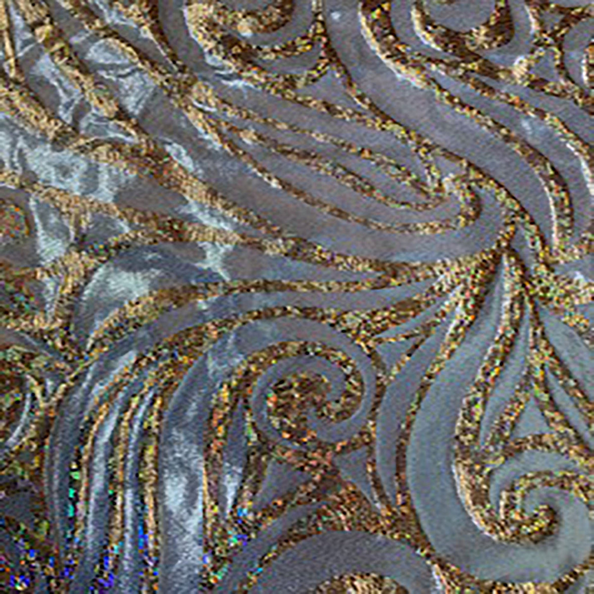 Stellar 4-Way Paisley Foggy Foil Nylon Spandex Fabric | Spandex Palace
