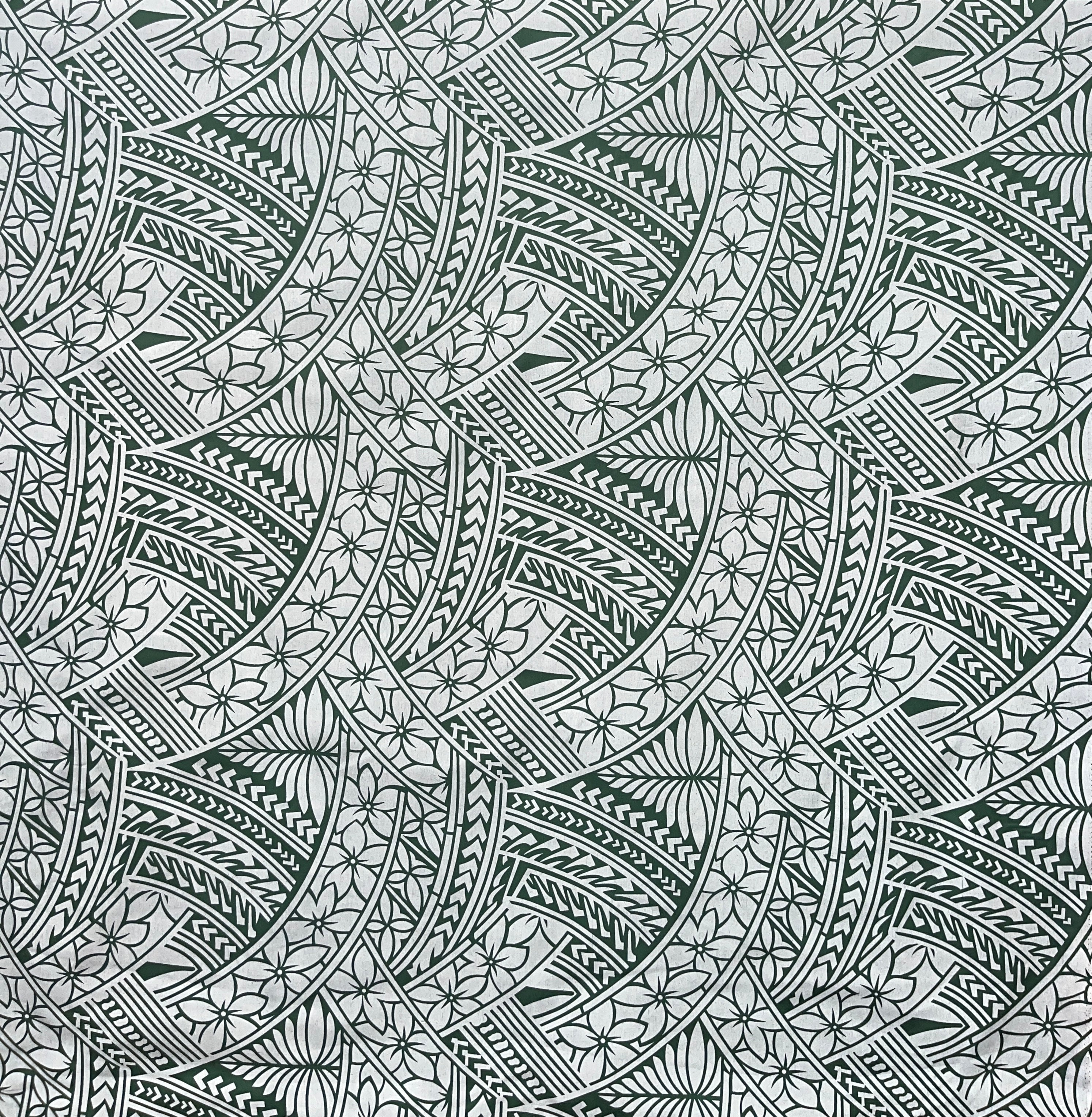 Hibiscus Traditional Polynesian Tattoo Poly Cotton Fabric | Islands Fabric