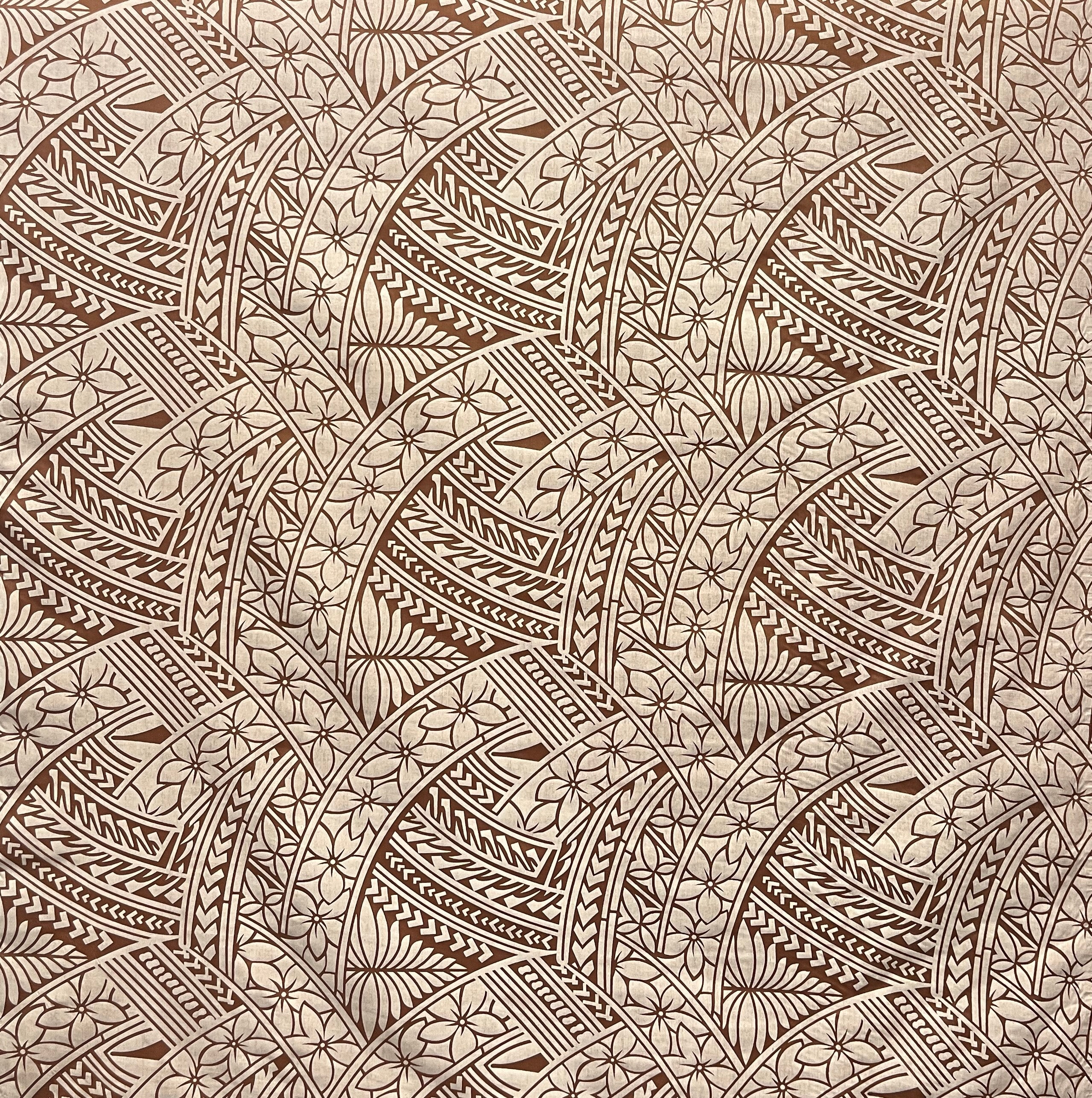 Hibiscus Traditional Polynesian Tattoo Poly Cotton Fabric | Islands Fabric