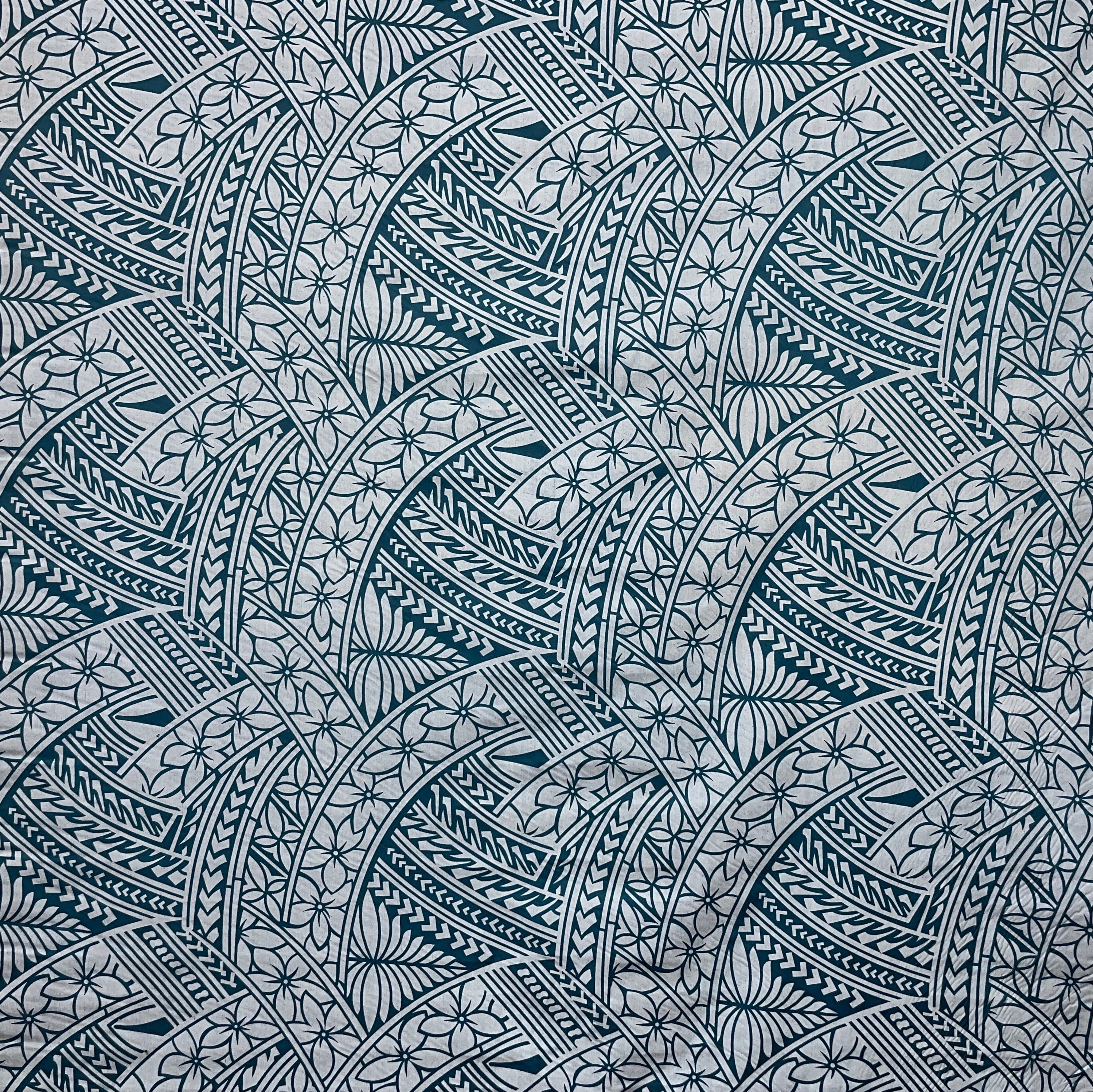 Hibiscus Traditional Polynesian Tattoo Poly Cotton Fabric | Islands Fabric