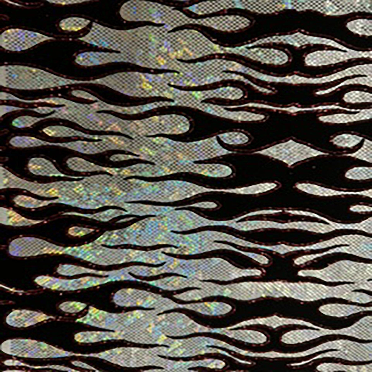 Holographic Fire Foil Print Nylon Spandex Fabric | Spandex Palace