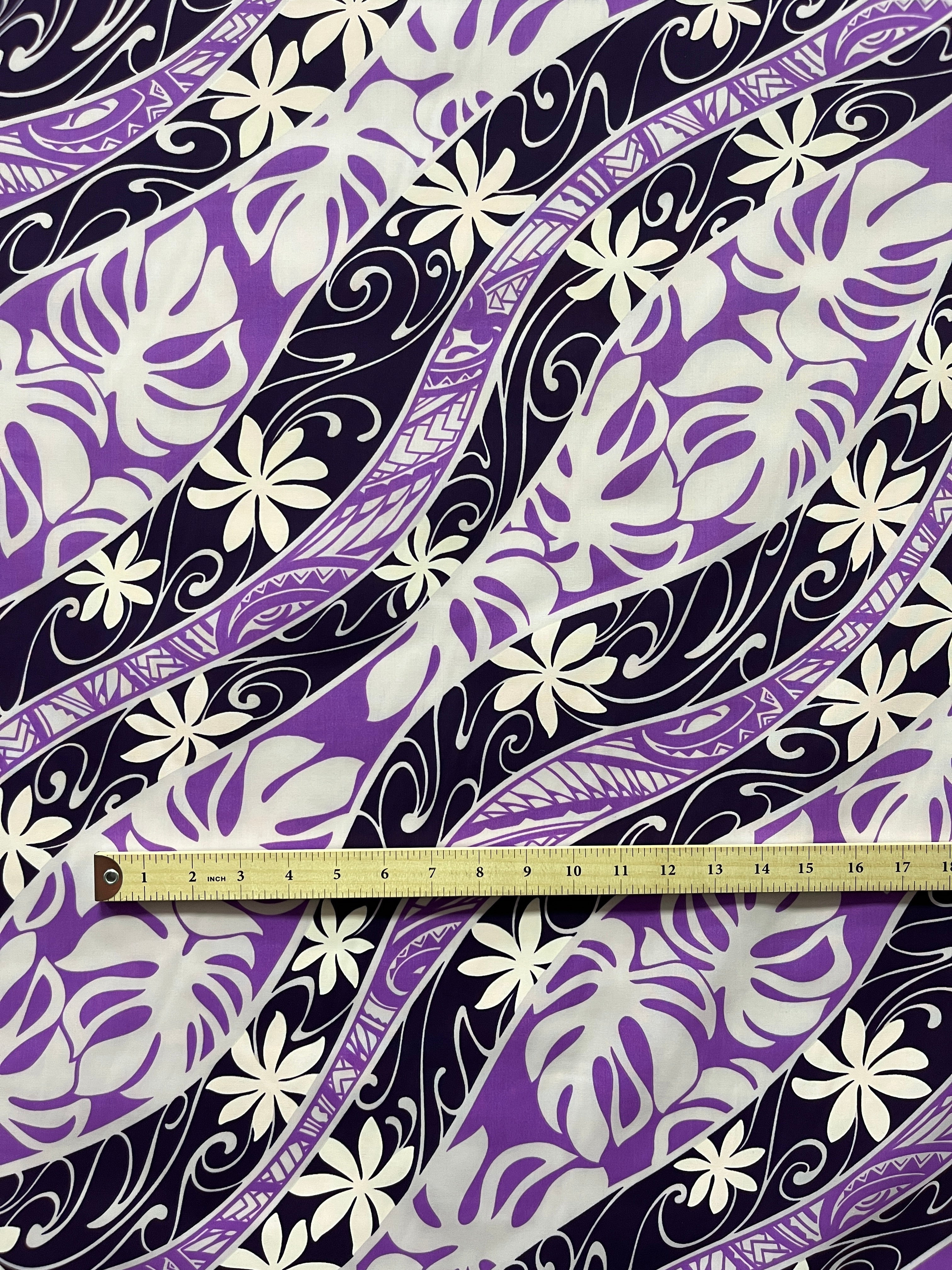 Tiare Monstera Traditional Tattoo Poly Cotton Fabric | Islands Fabric