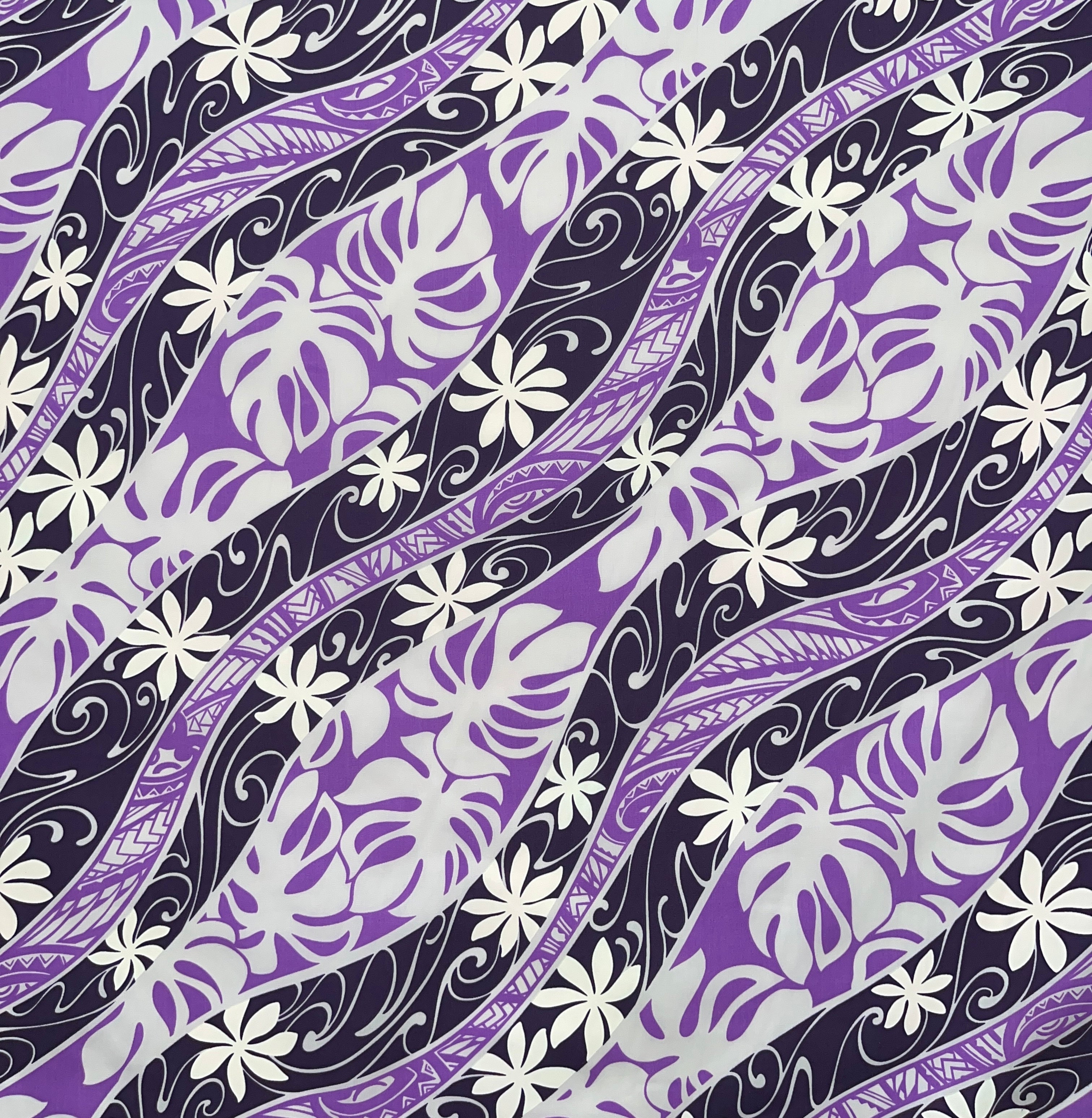 Tiare Monstera Traditional Tattoo Poly Cotton Fabric | Islands Fabric