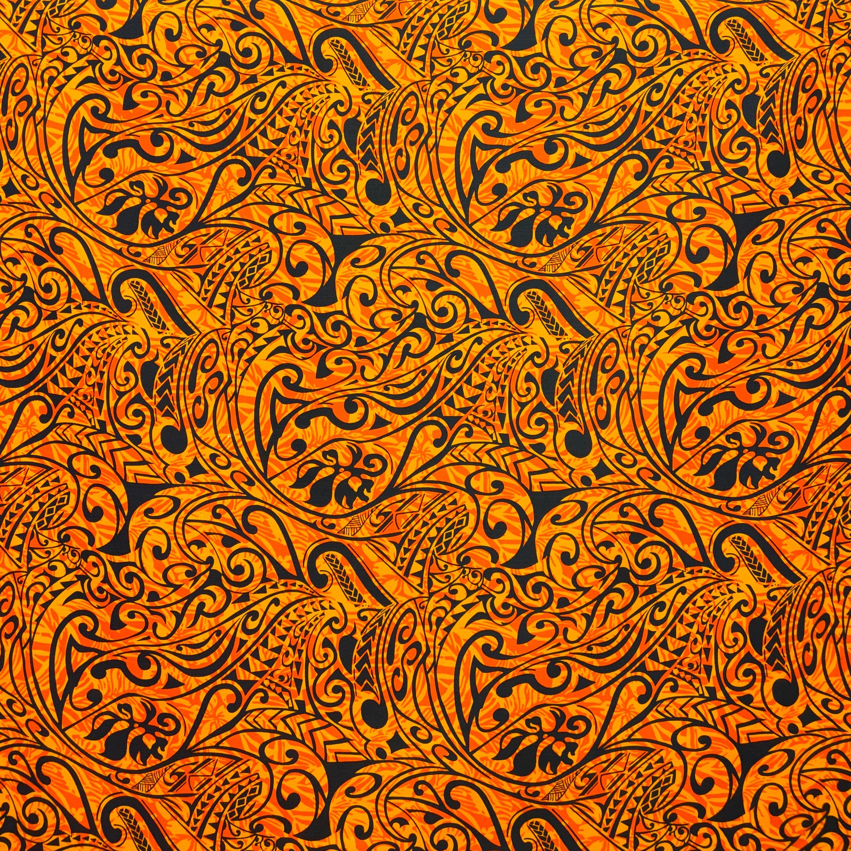 Polynesian Tribal Stems & Leaves All Over Design Cotton Light Barkcloth Fabric | Islands Fabric