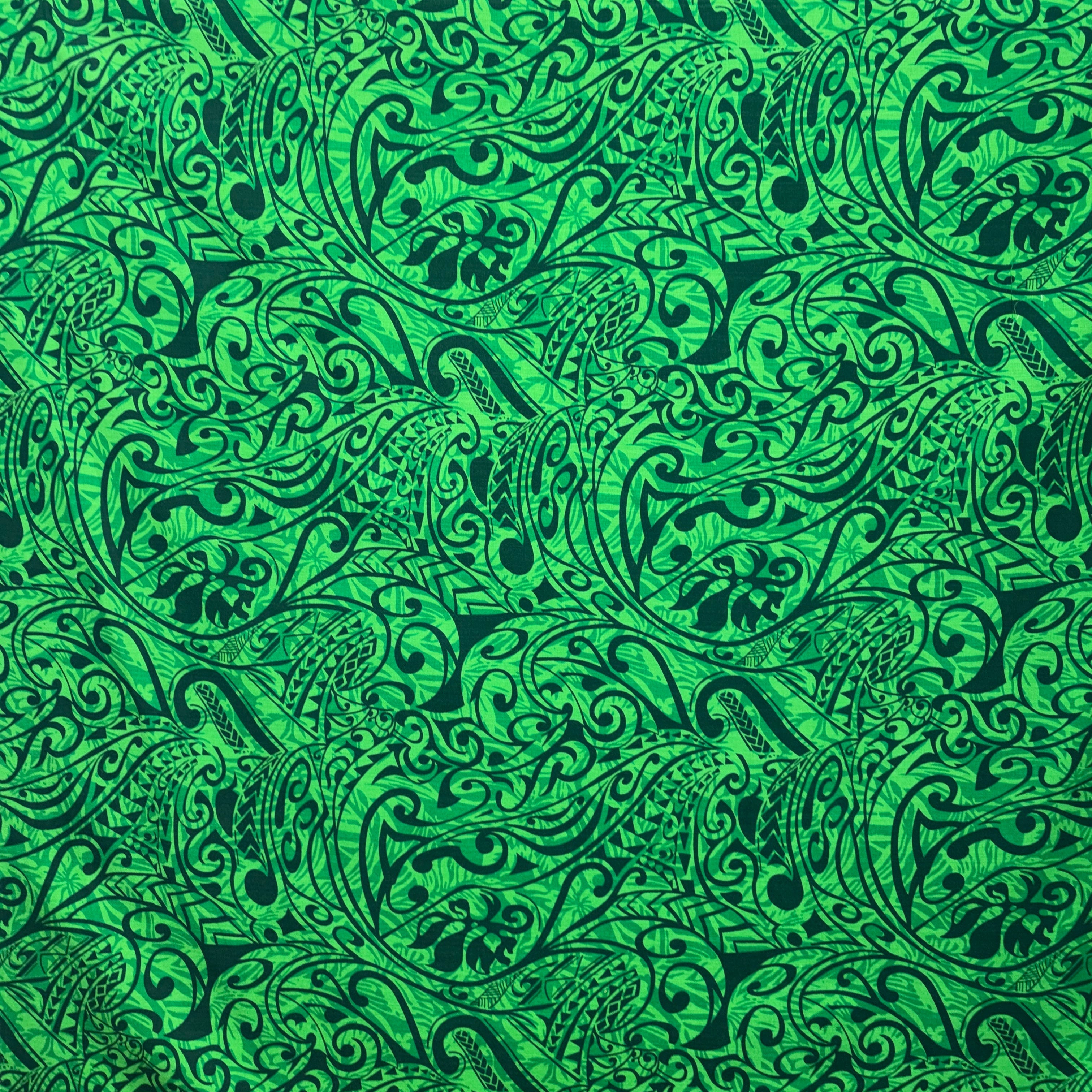 Polynesian Tribal Stems & Leaves All Over Design Cotton Light Barkcloth Fabric | Islands Fabric