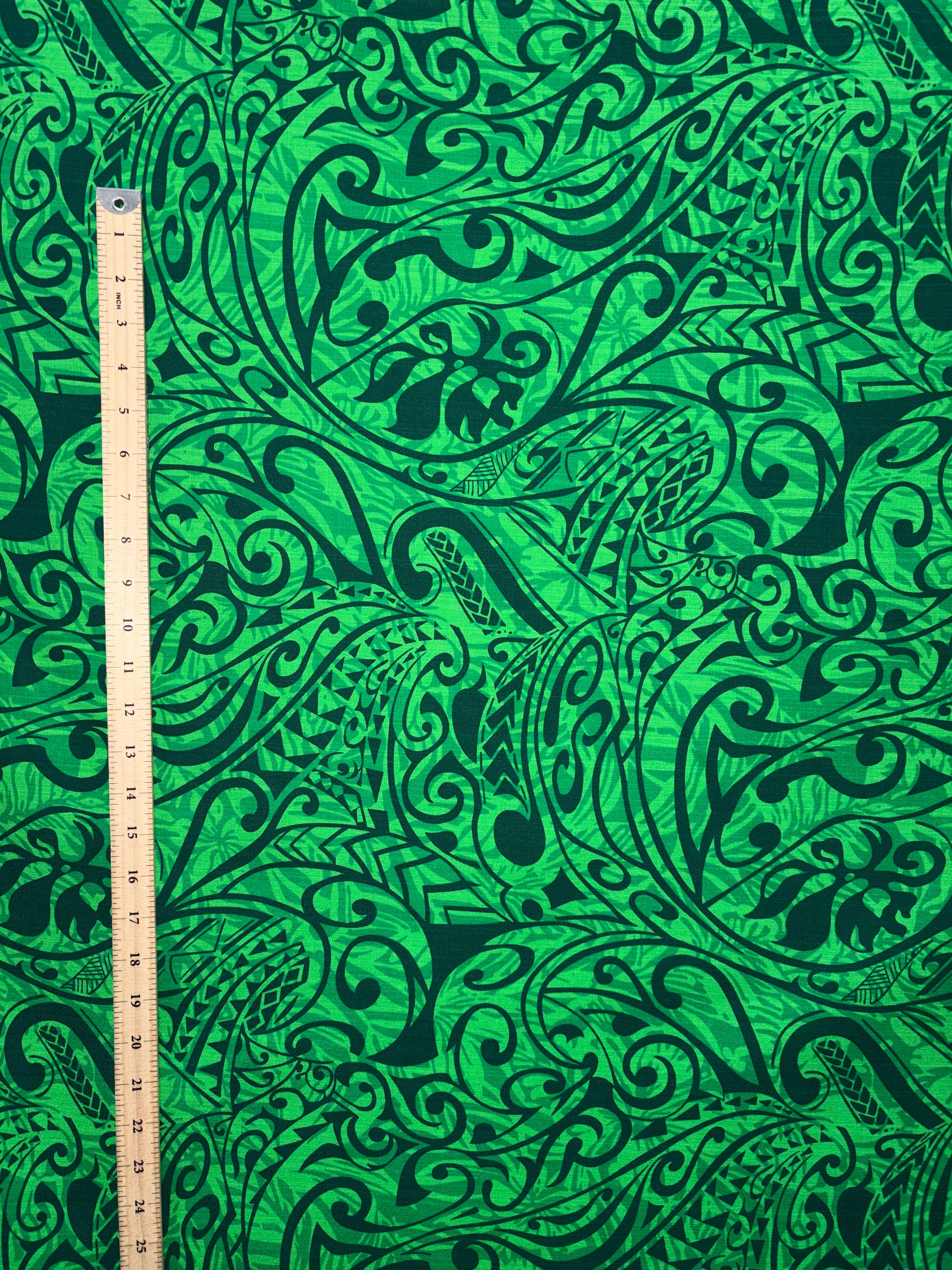 Polynesian Tribal Stems & Leaves All Over Design Cotton Light Barkcloth Fabric | Islands Fabric