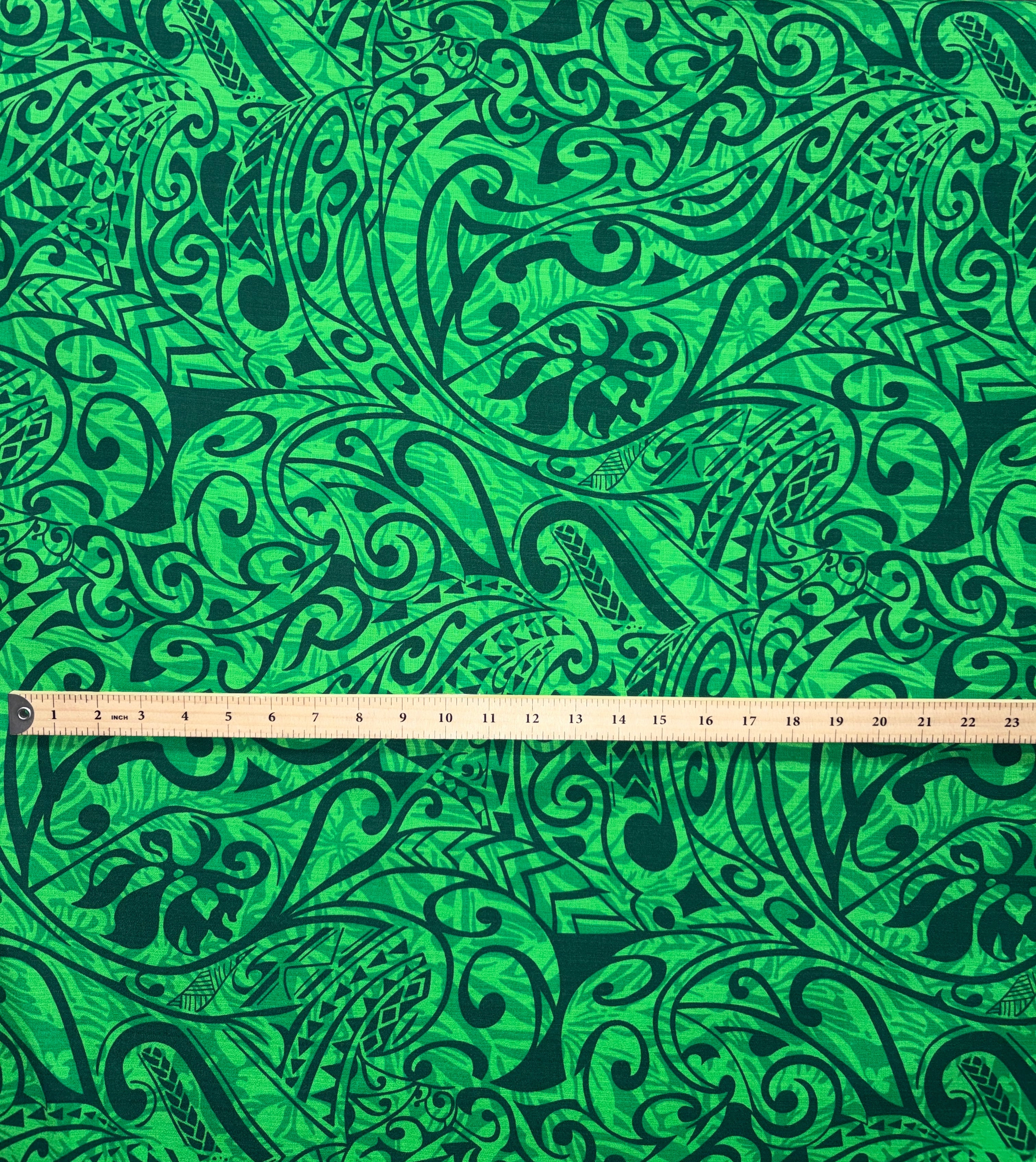 Polynesian Tribal Stems & Leaves All Over Design Cotton Light Barkcloth Fabric | Islands Fabric
