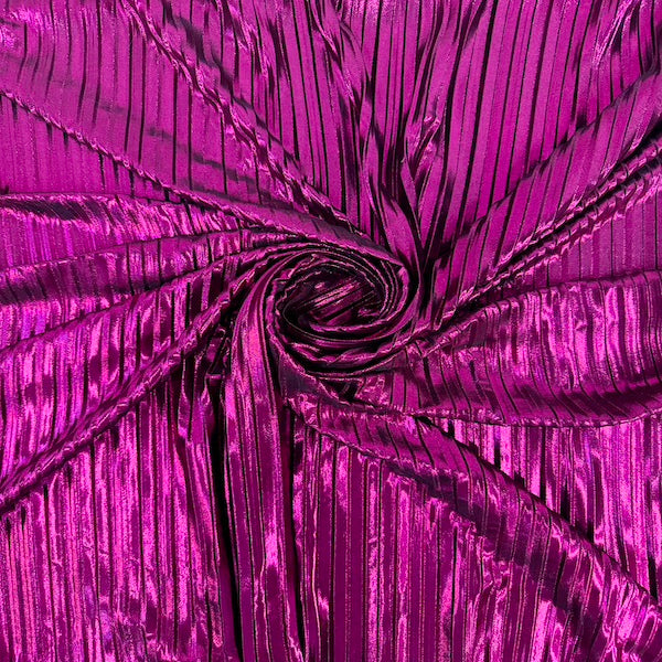 Metallic Pleated Foil Spandex Fabric