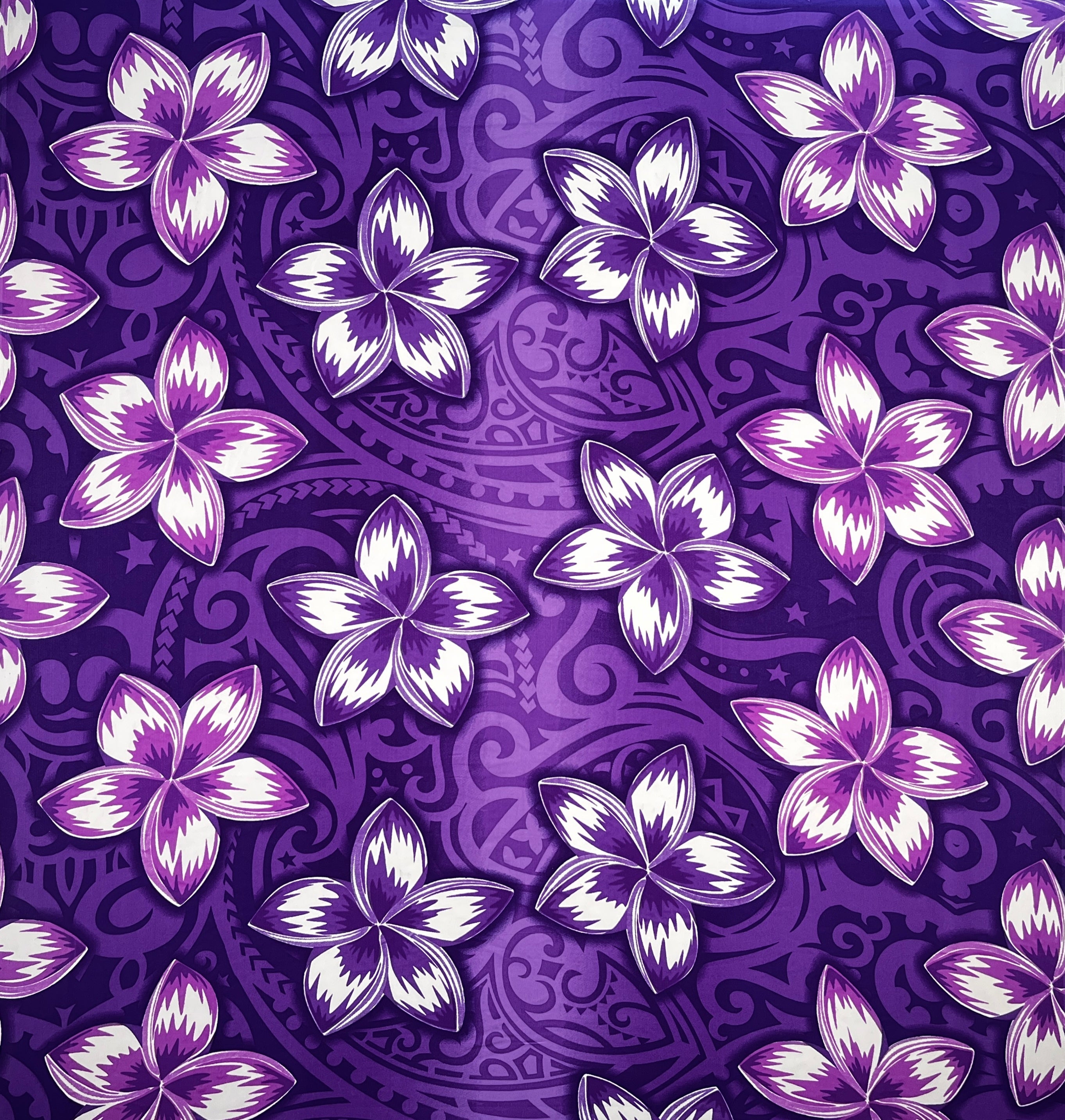 Plumeria Traditional Tattoo background Peachskin Fabric | Islands Fabric