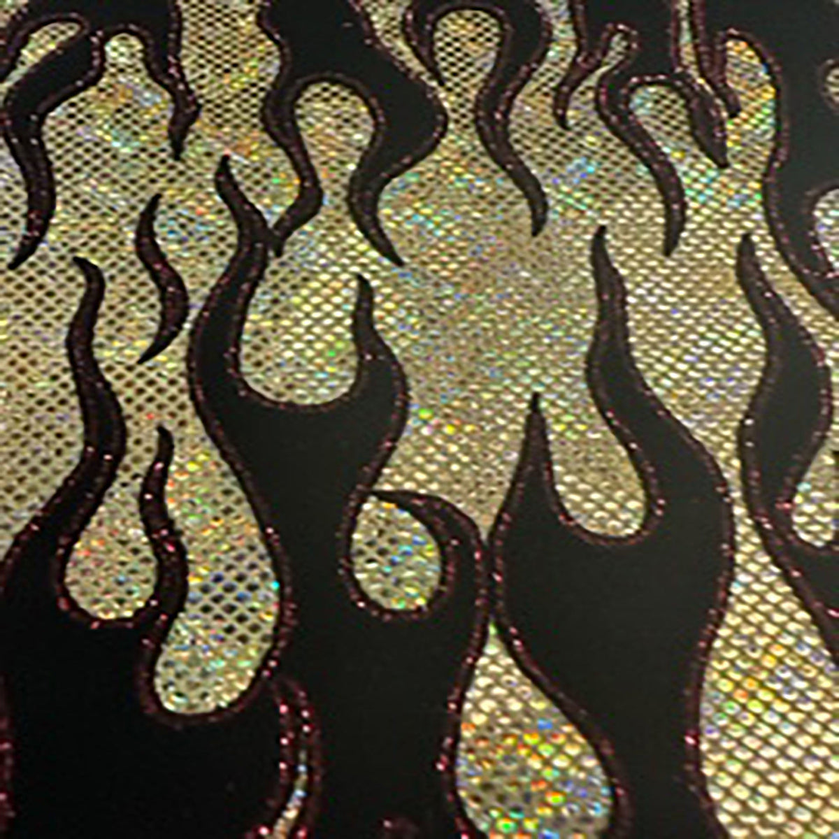 Holographic Fire Foil Print Nylon Spandex Fabric | Spandex Palace