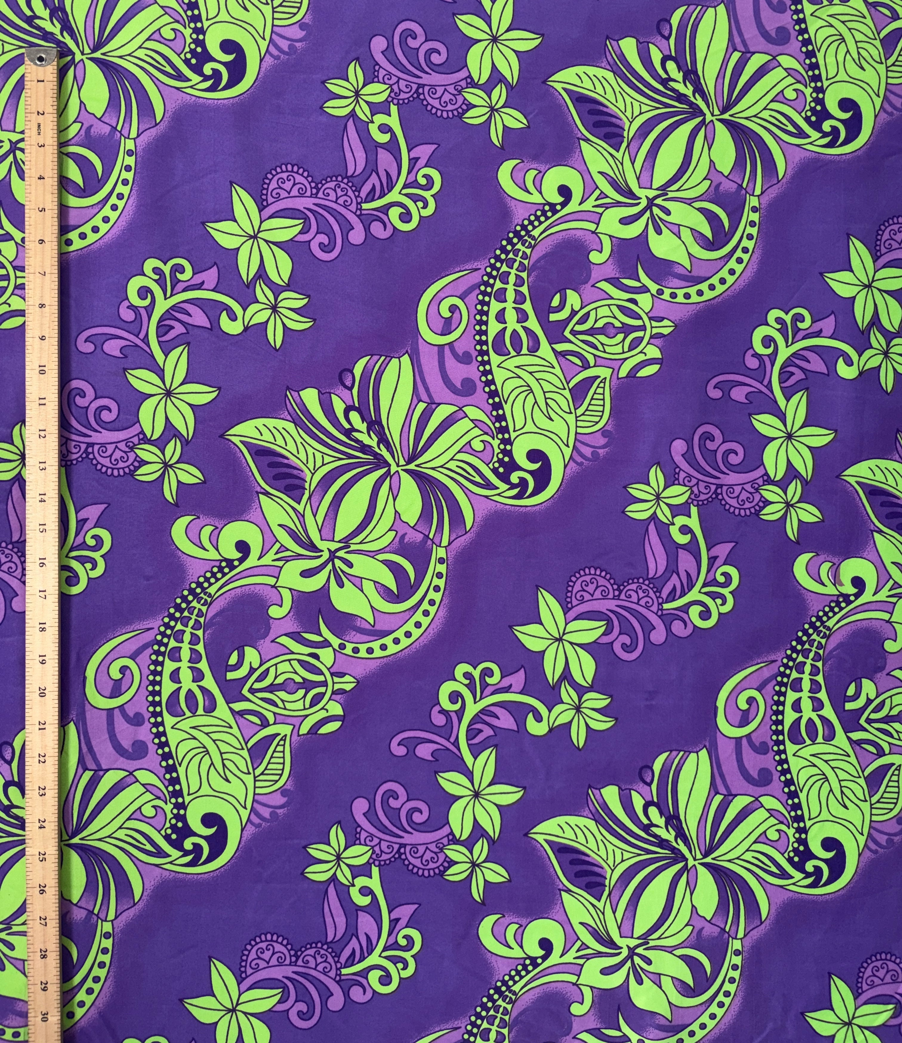 Diagonal Hibiscus Plumeria Sea Turtle Swirl Design Peachskin Fabric | Islands Fabric