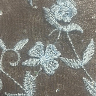 Organza Luxe Flower Embroidery Polyester Fabric | Spandex Palace