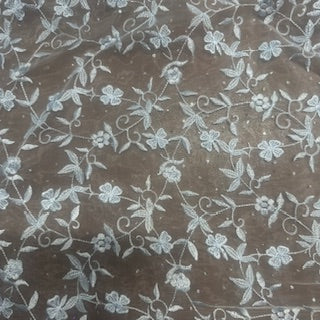 Organza Luxe Flower Embroidery Polyester Fabric | Spandex Palace