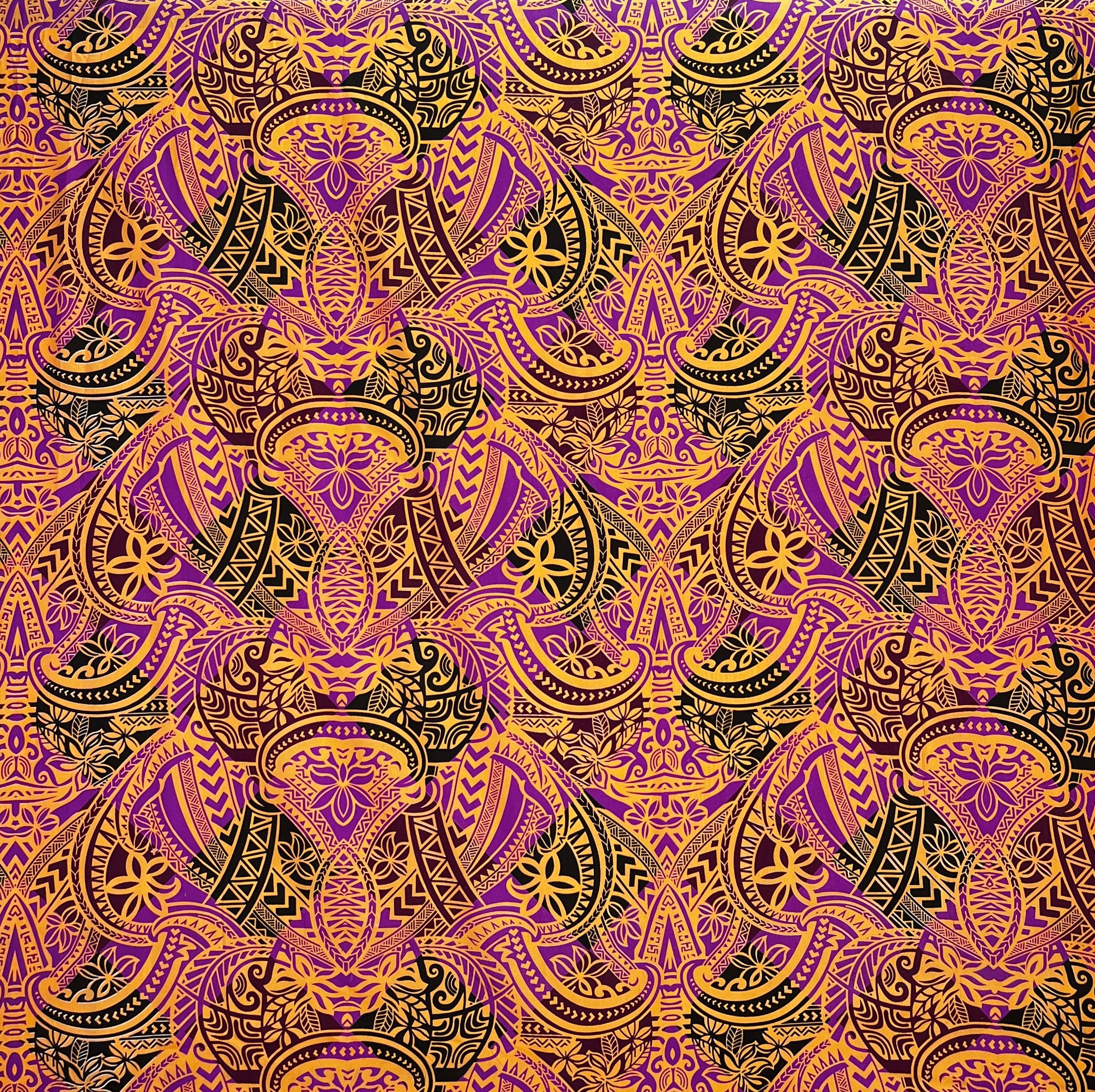 Traditional Polynesian Tattoo All Over design Peachskin Fabric | Islands Fabric