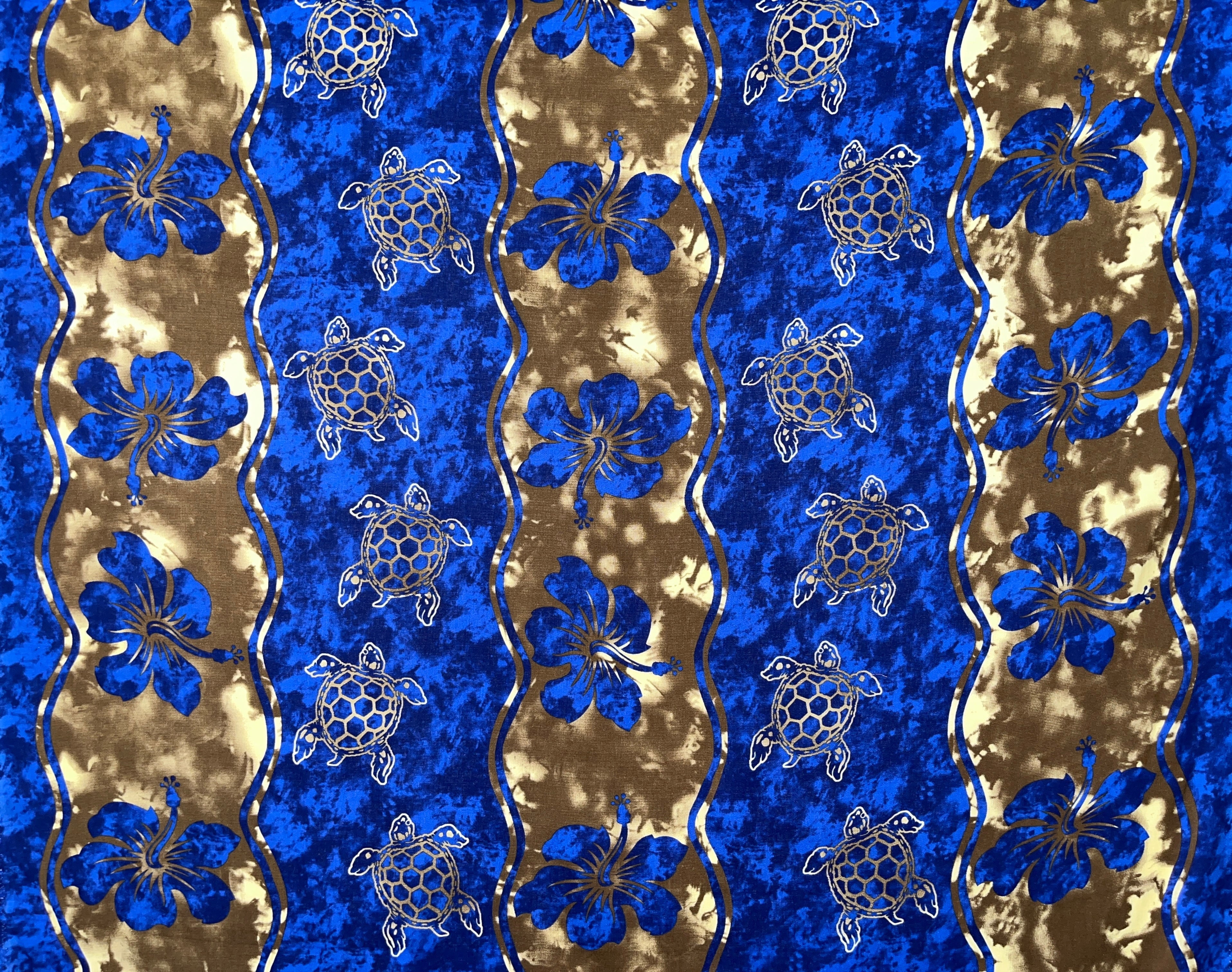 Hibiscus, Sea Turtle Rayon Challis Fabric | Islands Fabric