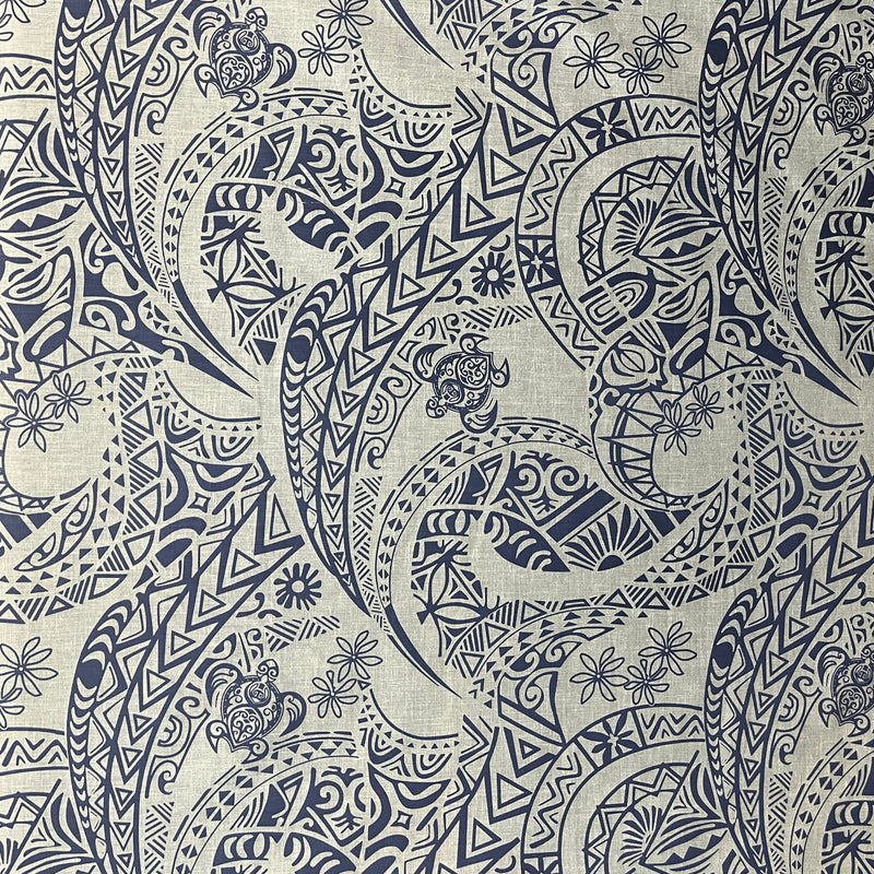 Tribal Tattoo w/Turtles Fabric Chambray (Denim Look) | Islands Fabric