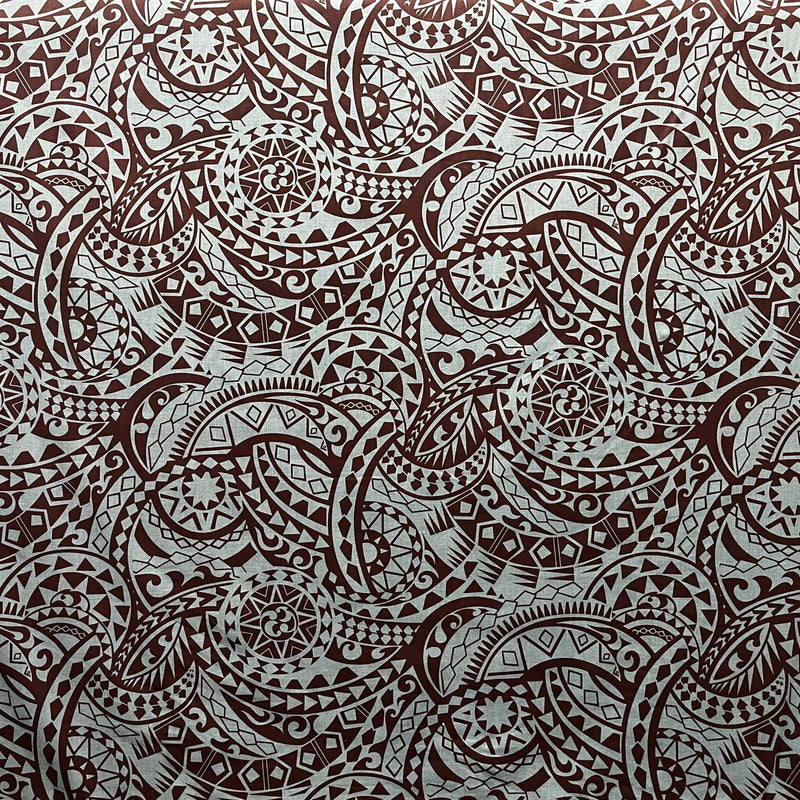 Traditional Tattoo Polynesian Chambray (Denim Look) Fabric | Islands Fabric