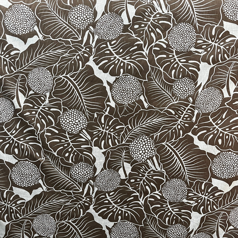 Durian Banana Monstera Leaves Chambray (Denim Look) Fabric | Islands Fabric