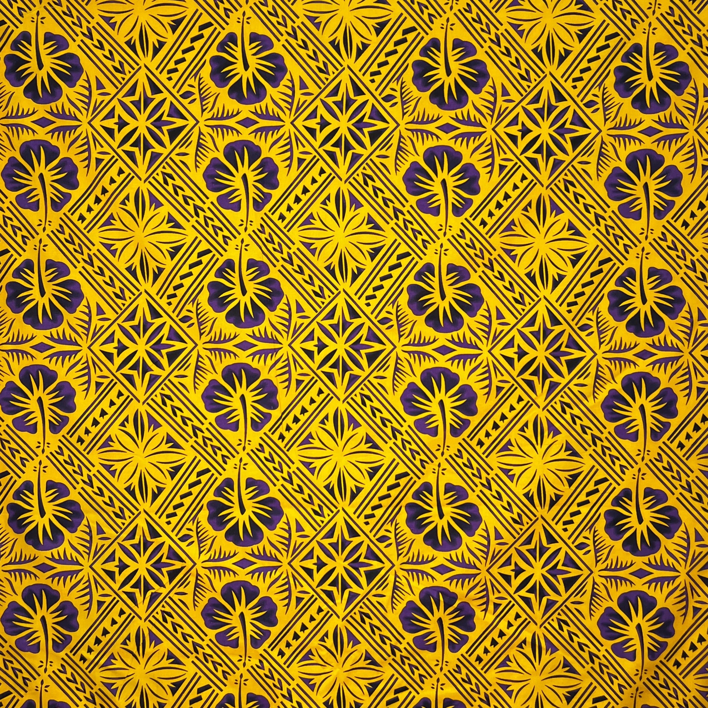 Traditional Tapa Hibiscus Cotton Fabric | Islands Fabric