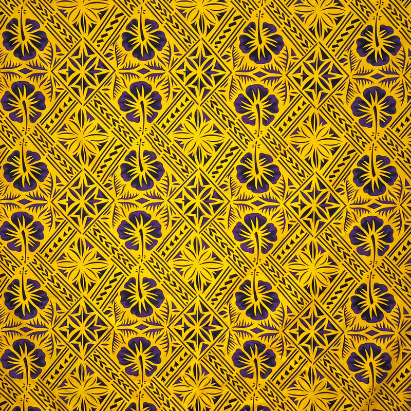 Traditional Tapa Hibiscus Cotton Fabric | Islands Fabric