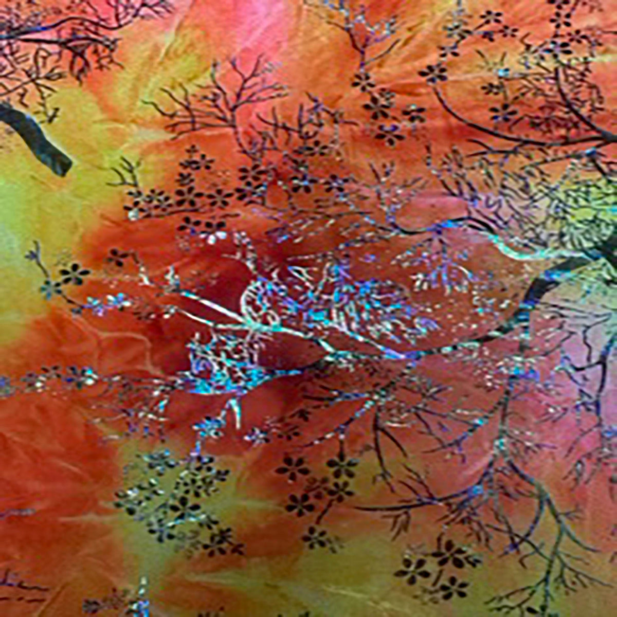 Velvet Tie-Dye Blossom Print Stretch Polyester Fabric | Spandex Palace