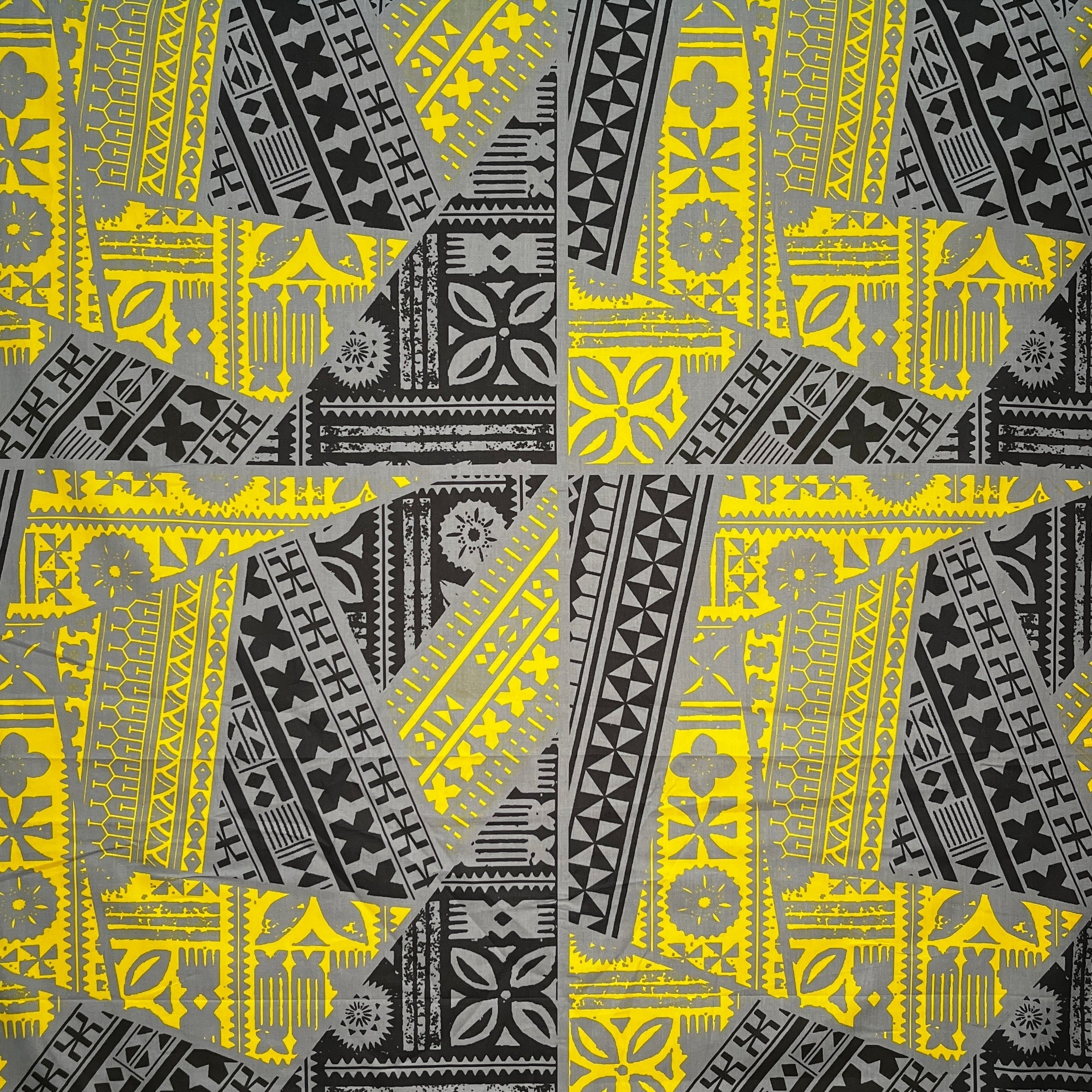 Traditional Tattoo Rectangle & Triangle Geometric Cotton Fabric| Islands Fabric