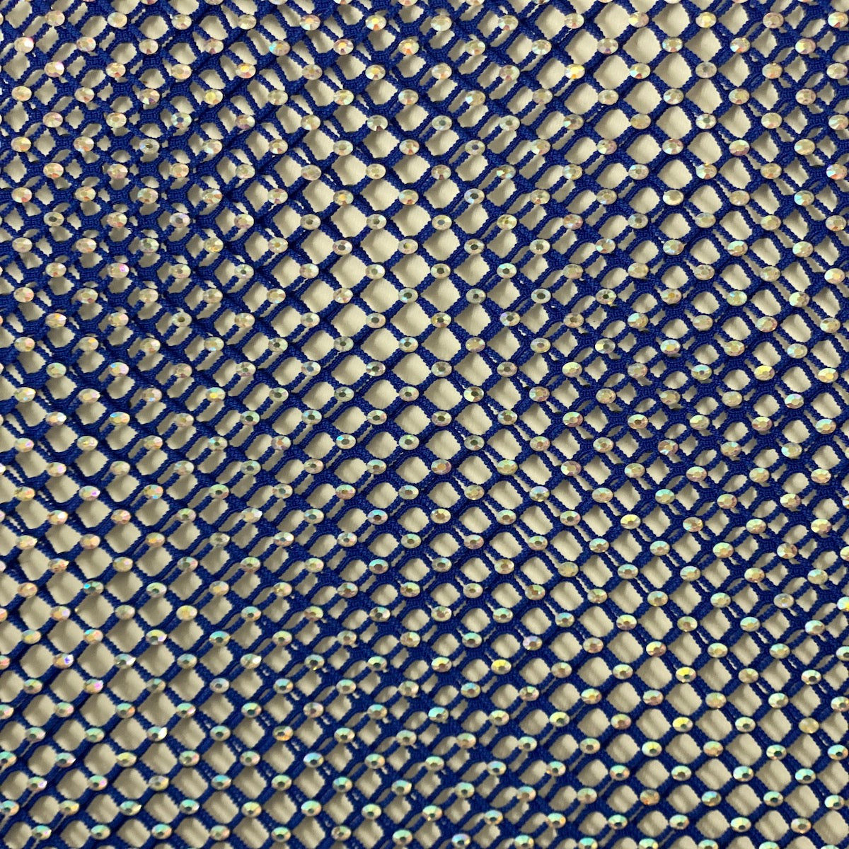 Serene Iridescent Rhinestone Fishnet Lace Fabric