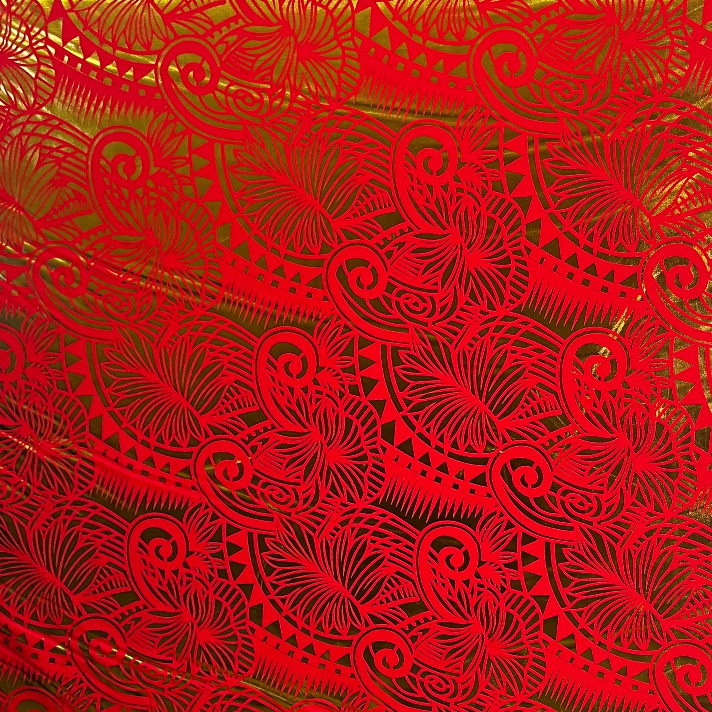 Palm Leaves Traditional Tattoo Polyester Foil | Islands Fabric