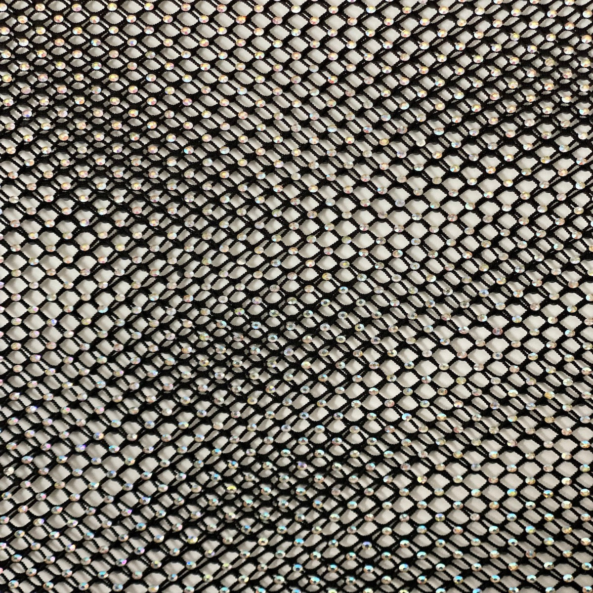 Serene Iridescent Rhinestone Fishnet Lace Fabric
