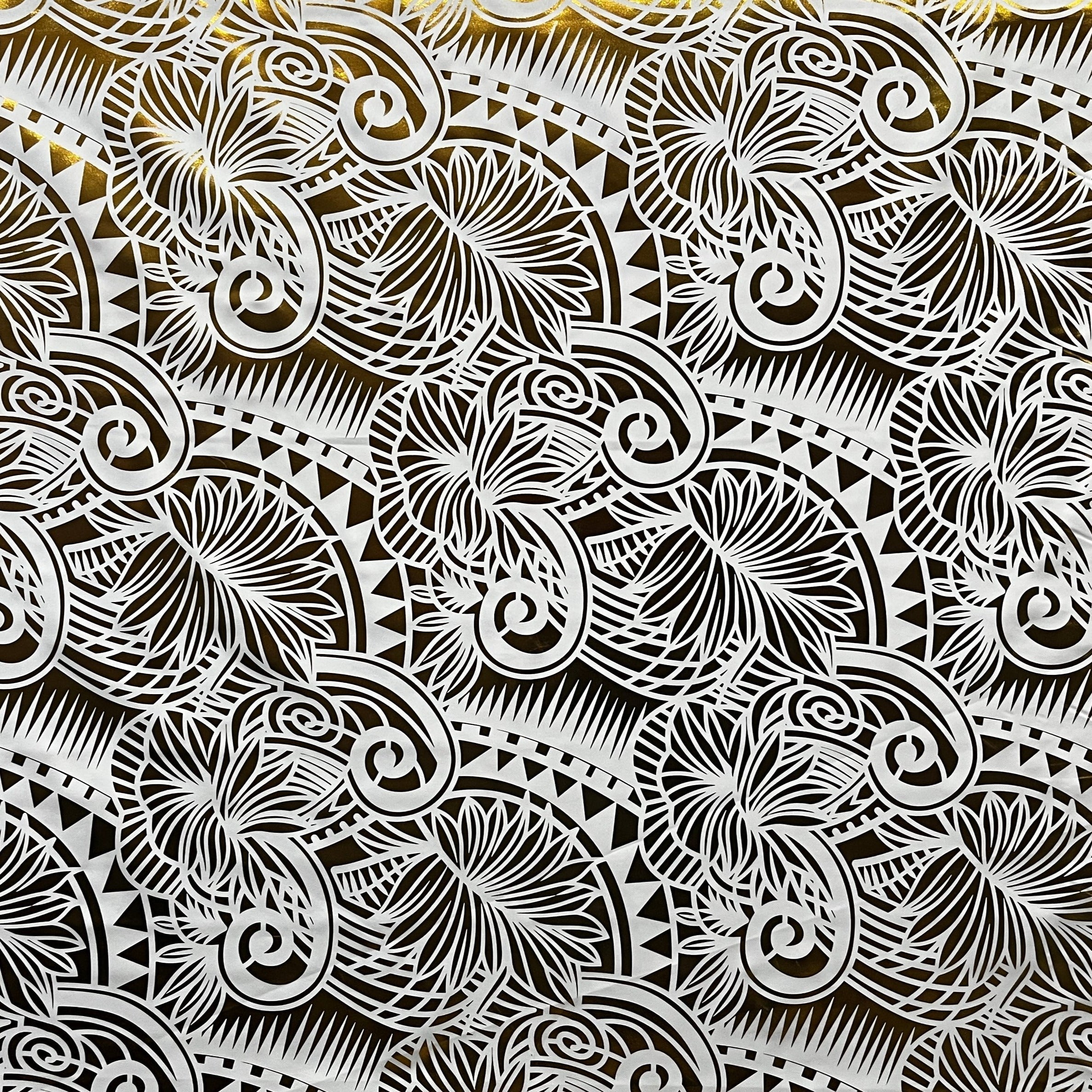 Palm Leaves Traditional Tattoo Polyester Foil | Islands Fabric