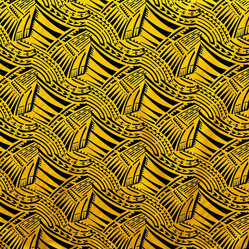 Traditional Polynesian Pattern Polyester Foil Fabric | Islands Fabric