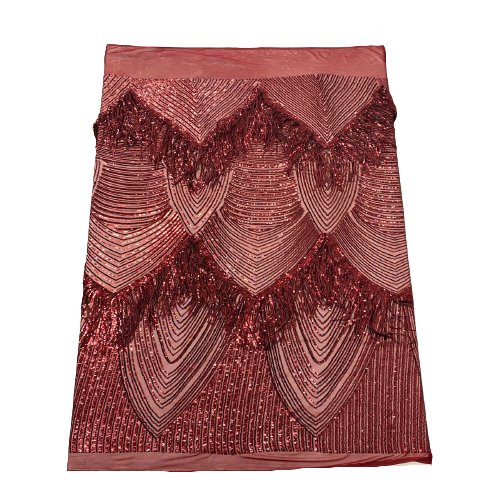 Flamingo Fringe Embroidered Stretch Sequin Fabric