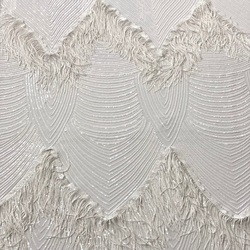 Flamingo Fringe Embroidered Stretch Sequin Fabric