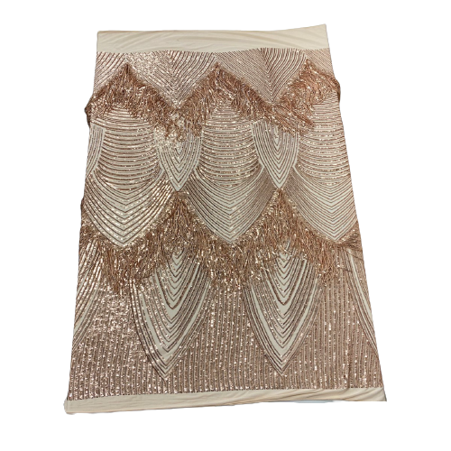 Flamingo Fringe Embroidered Stretch Sequin Fabric