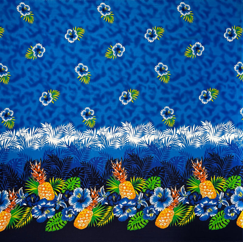 Pineapple Hibiscus Ocean Tropical Leaves Rayon Fabric | Islands Fabric