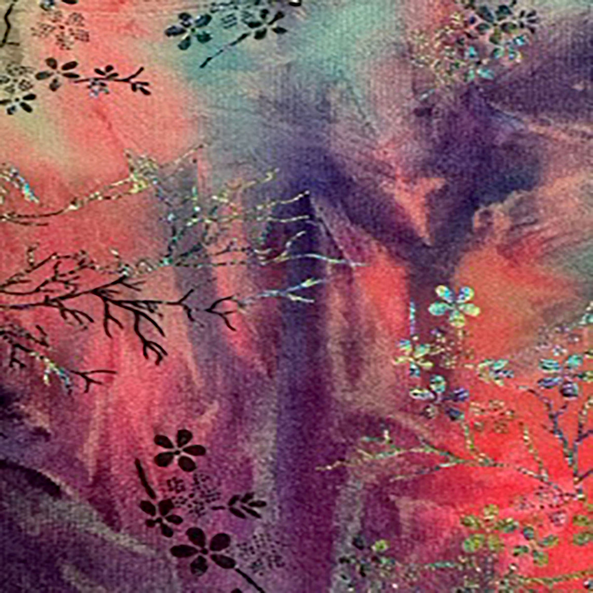 Velvet Tie-Dye Blossom Print Stretch Polyester Fabric | Spandex Palace